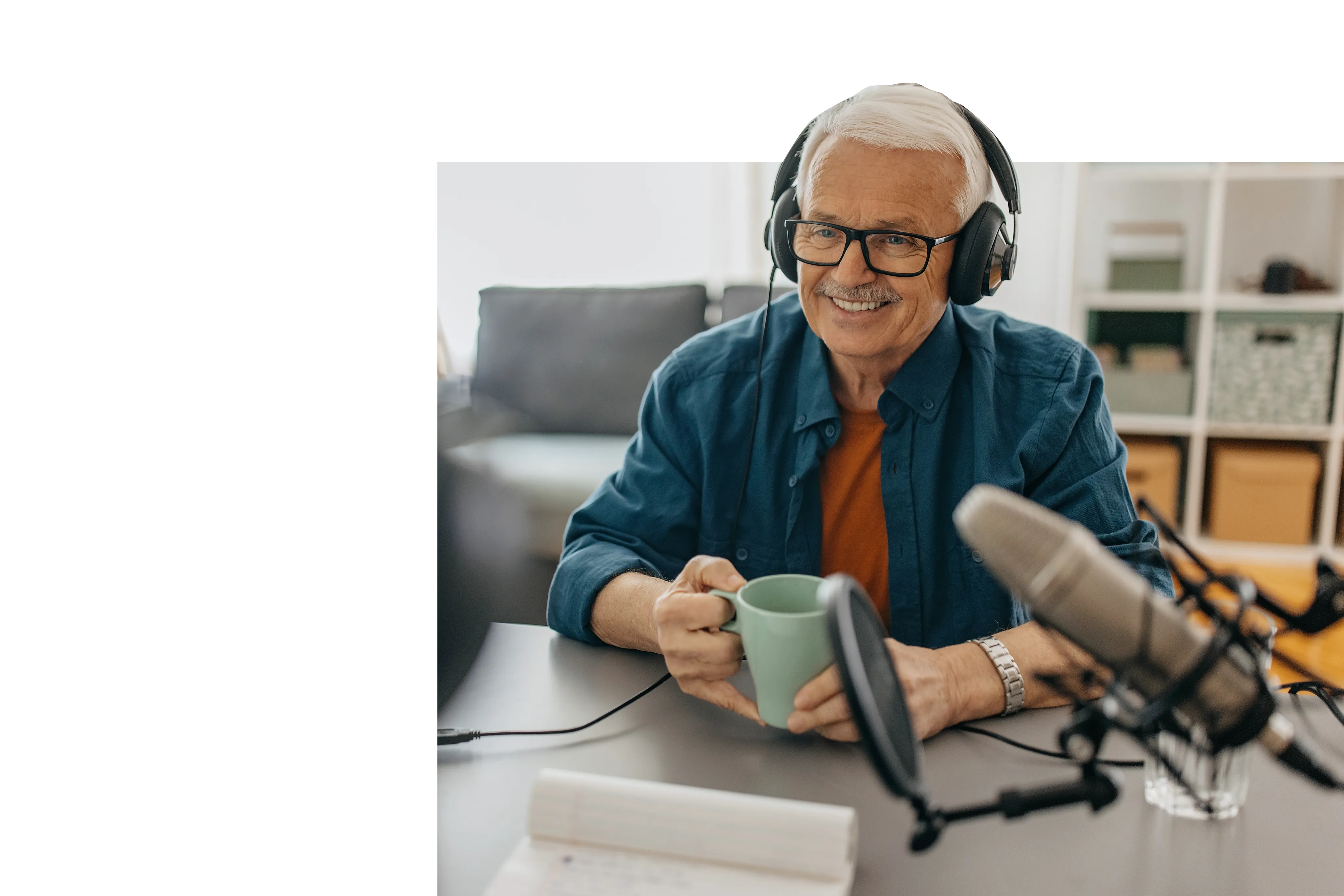 radio host giving interview